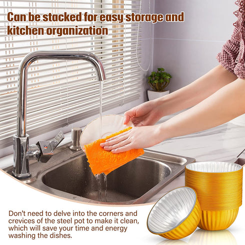 40 Pieces Disposable Pie Pans Heavy-Duty Aluminum Foil Bowls Soup Cake Cups Pots Pie Tin 4.72 Inches for Hot Cold Food Oven Safe for Home, Bakeries, Cafes, Restaurants Use