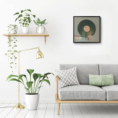 Golden State Art, 12.5x12.5 Aluminum Vinyl Record Album Cover Frame Display (Black)