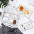 Luxspire Bathroom Vanity Tray, Golden Rimmed Jewelry Organizer rectangle Ceramic Tray, Kitchen Countertop Ring Dish Holder Cosmetic Organizer plate for Candles Perfume Home D©cor, Medium, Marble White