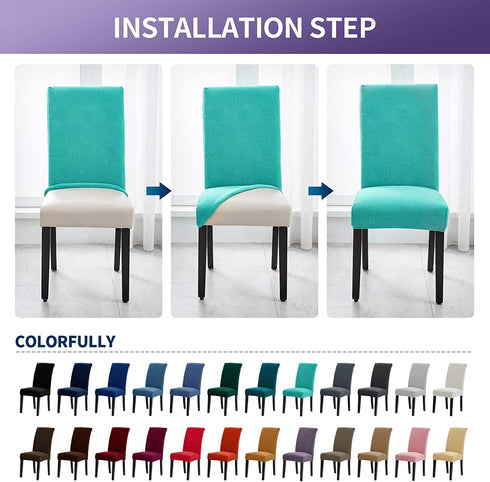 Joccun Chair Covers for Dining Room Set of 6,Water Repellent Dining Chair Slipcovers Stretch Dining Room Chair Covers Seat Protector,Washable Parsons Chair Cover for Home,Banquet(Turquoise,6 Pack)