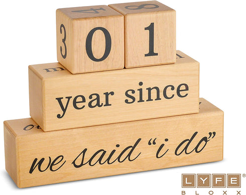 Solid Maple Wood Wedding Countdown, Baby Arrival & Anniversary Blocks - Engagement Gifts for Couples - Bridal Shower Gifts - Wedding Gifts for The Couple - Anniversary for Couples - Bride Gifts
