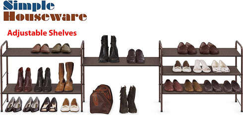 Simple Houseware 3-Tier Shoe Rack Storage Organizer 12-Pair / 20-Pair, Bronze