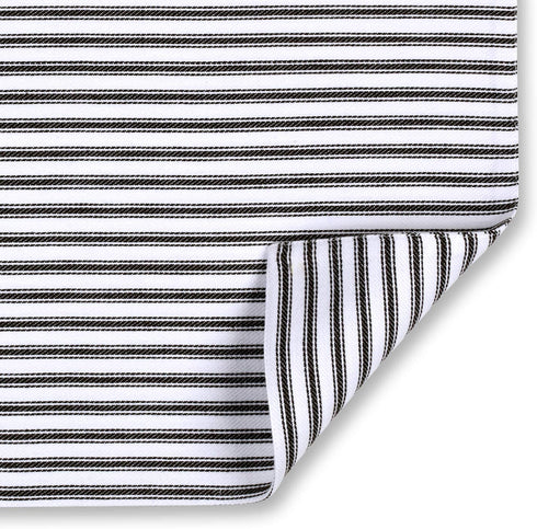 Cackleberry Home Black and White Ticking Stripe Placemats 13 x 19 Inches Woven Cotton Reversible, Set of 4