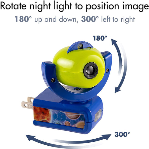 Projectables 13347 Six Image LED Plug-In Night Light, Green and Blue, Light Sensing, Auto On/Off, Projects Solar System, Earth, Moon, Safari, Aquarium, and Coral Reef on Ceiling, Wall, or Floor
