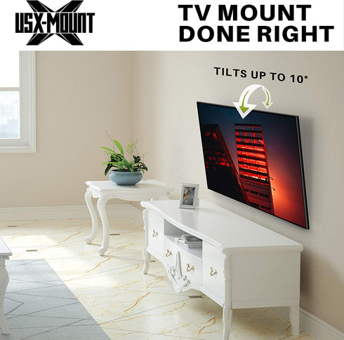 Tilting TV Wall Mount Low Profile for Most 26-55" Flat Screen LED, LCD, Curved TVs, Tilt TV Mount Bracket VESA 400x400mm- Holds Up to 99lbs, Easily Lock and Release to Mount on 12" or 16" Stud