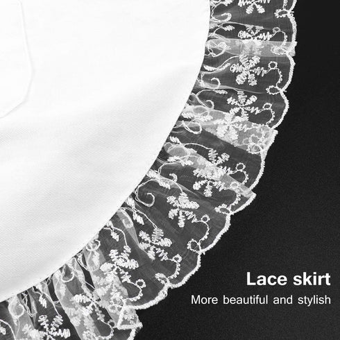 BESTONZON Women's Waist Apron with Pockets Lace Cotton Half Apron Kitchen Party Favors for Maid Waitress Servant(White)
