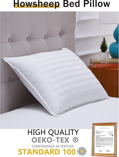 Howsheep Hotel Collection Bed Pillows for Sleeping one Pack Queen Size?Pillows for Side and Back Sleepers, Super Soft Pillows,White, 20 x 30 Inches