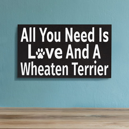 JennyGems Wheaten Terrier Sign, All You Need is Love and a Wheaten Terrier, Wood Sign, 9.5x5.5 Inches, Wheaten Terrier Mom, Wheaten Terrier Gifts, Wheaten Terrier Decor, American Made