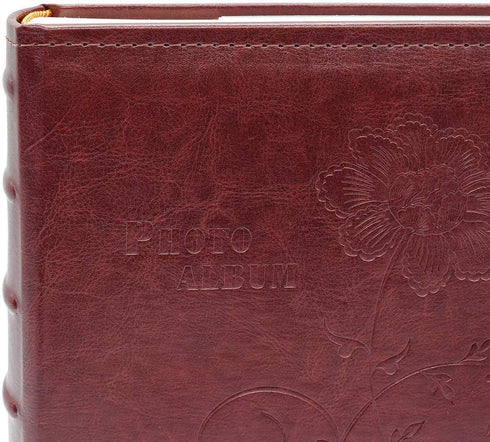 Golden State Art, Wedding Family Baby Dog Photo Album Christmas, Vacation, Anniversary Photography Book for 300 4x6 Pictures Pockets with Memo, 3 Per Page Large Capacity Maroon Faux Leather Vintage