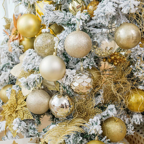 20Ct Christmas Ball Ornaments for Xmas Tree Shatterproof Christmas Decorations Hanging Ball Small for Holiday Party Decoration Tree Ornaments (Champaign Gold, 3.14In)