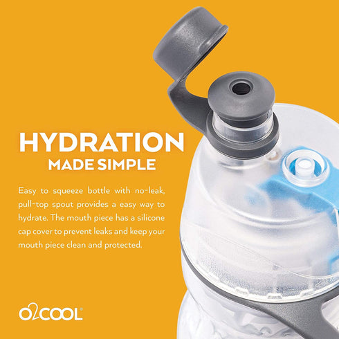 O2COOL Mist 'N Sip Misting Water Bottle 2-in-1 Mist And Sip Function With No Leak Pull Top Spout (Patriot)