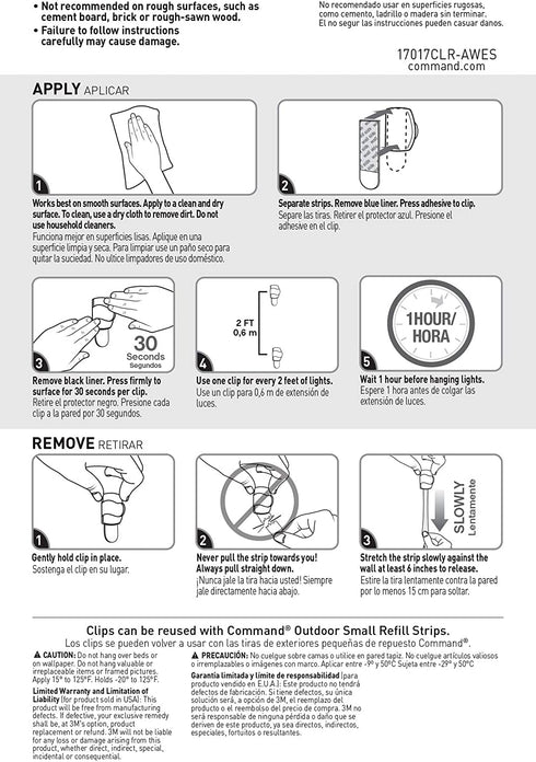 Command 17017CLRAWVPES Outdoor Light Clips, 32 clips, 36 strips