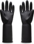 Uxglove Chemical Resistant Latex Gloves,Cleaning Protective Safety Work Heavy Duty Rubber Gloves,12.6",Black 1 Pair Size Large