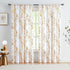 FMFUNCTEX Gold White Tree Sheer Curtains 45" Length Foil Branch Tree Curtain Panels for Living Room Bedroom Light Filtering Curtain Panels for Small Windows Rod Pocket 2 Panels