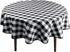Hiasan Checkered Round Tablecloth 60 Inch - Waterproof Stain and Wrinkle Resistant Washable Fabric Table Cloth for Dining Room Party Outdoor Picnic, Black and White