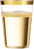 100 Gold Plastic Cups 10 Oz Clear Plastic Cups Tumblers Gold Rimmed Cups Fancy Disposable Wedding Cups Elegant Party Cups with Gold Rim