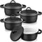 Ramekin with Lid, vancasso 6 Oz Creme Brulee Ramekins Bowls, Porcelain Soufflé Dishes Set of 4 Oven Safe for Baking, Small Ceramic Casserole Dish with Cover and Handle for Cake, Dessert, Black