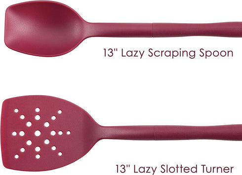 Rachael Ray Tools and Gadgets Flexi Turner and Scraping Spoon Set / Cooking Utensils - 2 Piece, Burgundy Red