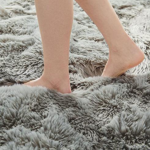 Carvapet Luxury Soft Faux Sheepskin Chair Cover Seat Pad Plush Fur Area Rugs for Bedroom, 2ft x 3ft,Grey