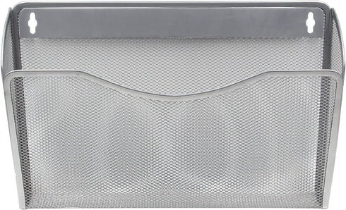 EasyPAG Wall File Holder Hanging Organizer 3 Mesh Collection Single Pocket for Office and Home,Silver