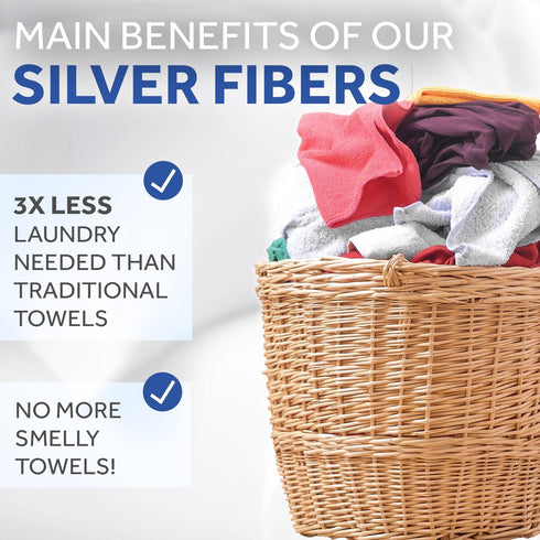Miracle Made Hand Towel, Premium Hand Towels for Bathroom Infused with Natural Silver,100% Supima Cotton Towels, Ultra Absorbant & Soft, Odor Free (White)