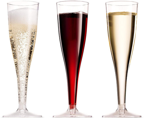 50 Plastic Champagne Flutes 5 Oz Clear Plastic Toasting Glasses Disposable Wedding Party Cocktail Cups
