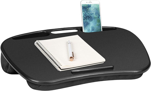 LapGear Mydesk Lap Desk with Device Ledge and Phone Holder - Black - Fits Up to 15.6 Inch Laptops - Style No. 44448