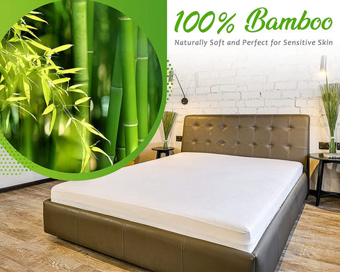 Queen Size Mattress Protector Waterproof and Queen Mattress Cover 60"x80" Queen Mattress Pad Waterproof 100% Bamboo Naturally Cooling Queen Mattress Protector Waterproof