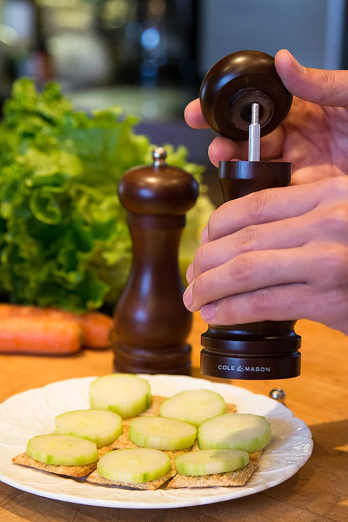 COLE & MASON Capstan Wood Salt Grinder - Wooden Mill Includes Precision Mechanism, 6.5 inch