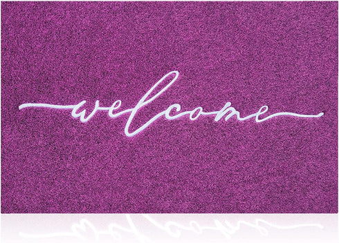 AAZZKANG Purple Outdoor Mat Front Door Indoor Welcome Doormat,Anti-Slip Durable Rubber Door Mat,Low-Profile Design Ultra Absorb Mud Heavy Duty Entrance Rug