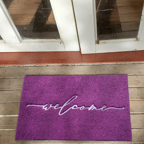 AAZZKANG Purple Outdoor Mat Front Door Indoor Welcome Doormat,Anti-Slip Durable Rubber Door Mat,Low-Profile Design Ultra Absorb Mud Heavy Duty Entrance Rug