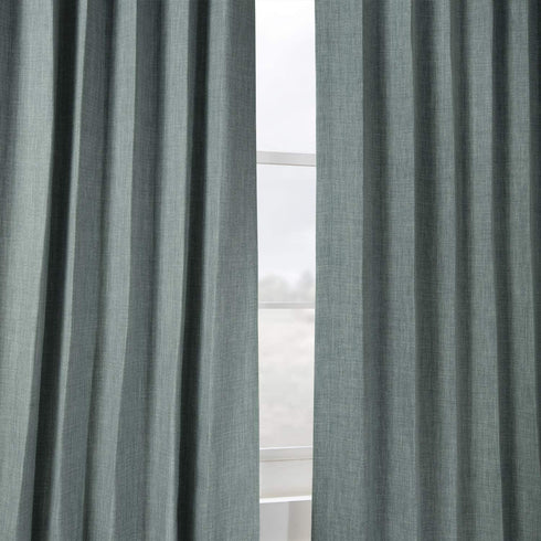 HPD Half Price Drapes BOCH-LN185-P Faux Linen Room Darkening Curtain (1 Panel) 50 X 84, BOCH-LN18537-84, Sea Thistle