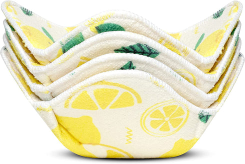 MEEBUN Collection Microwave Bowl Huggers Set Of 4, Lemon Microwave Safe Hot Bowl Holder, Multipurpose Heat Resistant Plate Hugger, Microfiber Dish Pads To Carry Soup Rice Pasta Bowls