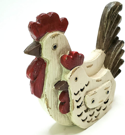 Rustic Chicken Pair Tabletop Decor Figurine