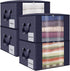 Huryfox 4 Pack Blanket Storage Bags Fabric Clothing Container Large Capacity Comforter Organizer with Reinforced Handle and Label Slots Foldable Clothes Bin for Organizing Closet