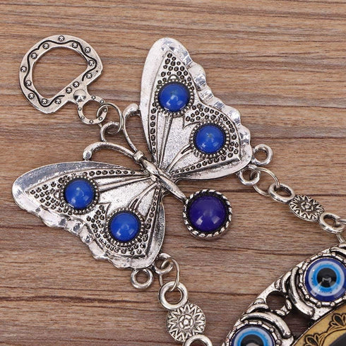 Turkish Blue Evil Eye Beads withOrnament Amulet Delicate Blue Glass Pendant Home Lucky Protection Wall Hanging Decor