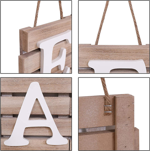 Eat Signs Wood Wall Art Wall Decor Plaque with Hanging Rope 3 Pieces Decorative Rustic Farmhouse Country for Kitchen Dining Living Home Decoration (White)