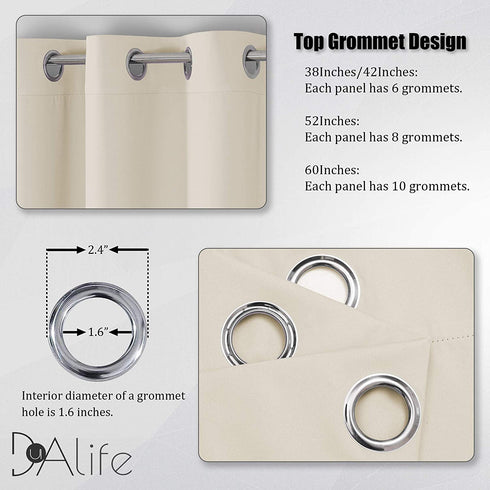 Cream Beige Curtain Panels 38 x 45 Inch Length Set of 2 Panels Light Beige Curtains for Living Room Solid Room Darkening Bedroom Curtains with Grommet Buttercream