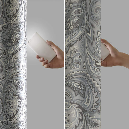 SUNSMART Jenelle Paisley Total Blackout Window Curtains for Bedroom, Living Room, Kitchen, Faux Silk with Traditional Grommet, Energy Savings Curtain Panels, 1-Panel Pack, 50x84, Grey