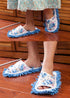 2 Pairs Microfiber Slipper Cleaning Mop Slippers Washable Detachable House Shoe Cover Dust Floor Cleaner for Bathroom Office Kitchen, Blue + Rose Red