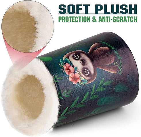 Premium Leather Makeup Brushes Cup, Pen Pencil Desk Holders, Office & Home Organizer, Make Up Brush Pot