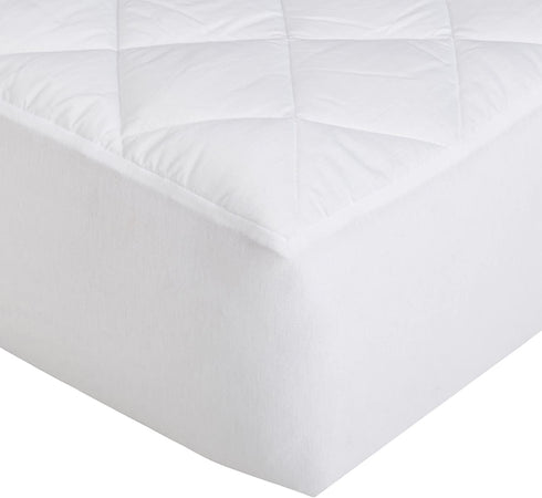 Amazon Basics Hypoallergenic Quilted Mattress Topper Pad Cover - 18 Inch Deep, Twin XL, White
