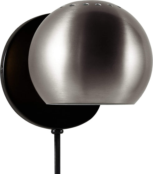 Amazon Brand Rivet Mid Century Modern Wall Mounted Plug-In Sconce Light, 7.25"H, Polished Nickel