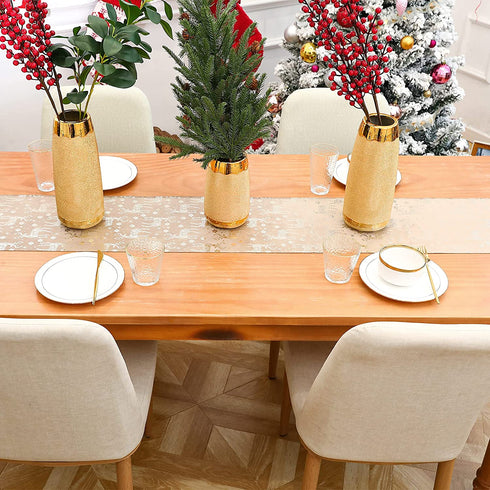 Christmas Table Runner 98.5inch Velvet & Bronzing with Reindeer Christmas Table Decorations for Christmas Decorations 11inchX98.5inc