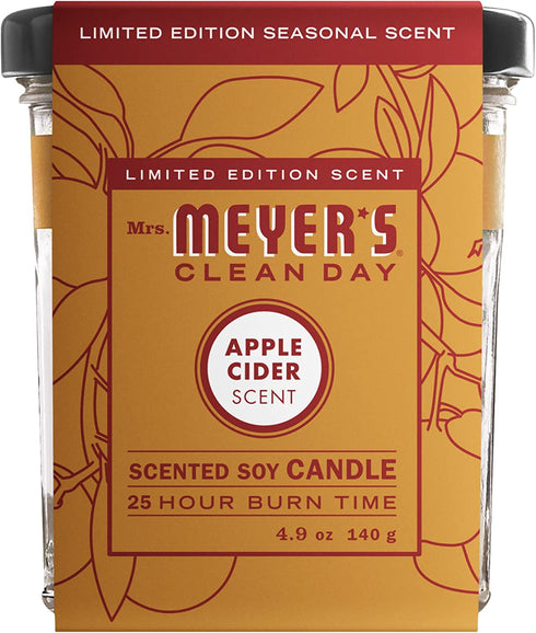 Mrs. Meyer's Scented Soy Aromatherapy Candle, 25 Hour Burn Time, Made with Soy Wax, Apple Cider, 4.9 oz