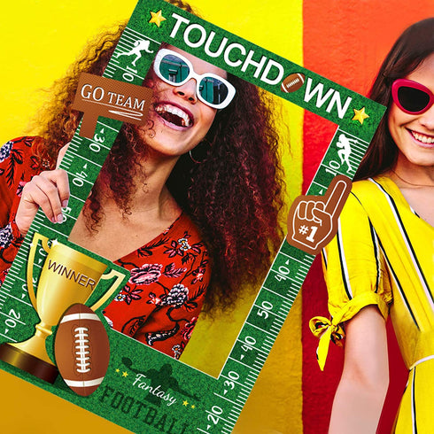 Jetec Football Photo Prop Frame Selfie Picture Frame Sport Picture Frame Football Themed Picture Frame for Birthday Baby Shower Football Theme Party Decoration