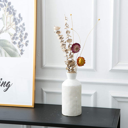 Jojuno Gray White Finish Ceramic Flower Vase Home Decor Vase and Table Centerpieces Vase for Friends and Family, Christmas, Wedding, Bridal Shower