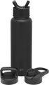 Simple Modern Water Bottle with Straw, Handle, and Chug Lid Vacuum Insulated Stainless Steel Metal Thermos | Large Leak Proof BPA-Free Flask for Gym, Sports | Summit Collection | 40oz, Midnight Black