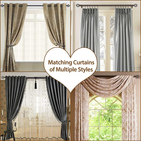 KAMANINA 1 Inch Curtain Rod Single Drapery Rod 36 to 72 Inches (3-6 Feet), Twisted Cage Finials, Black