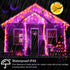 Hezbjiti Halloween Orange & Purple Lights Outdoor Decorations, 800 LED 65.6 FT 8 Modes 150 Drops Fairy String Curtain Lights for Halloween Decor Eaves Window Party Yard Garden Indoor